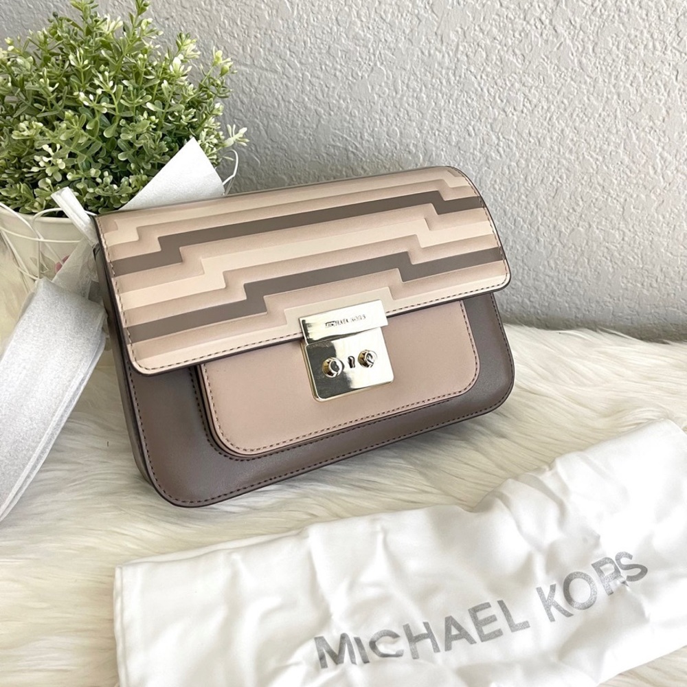 Michael Kors Sloan Editor Tri-color 30f8ts9l7x Mushroom Leather Shoulder Bag.